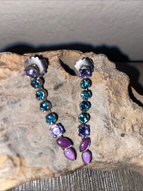 Vintage 60s SORRELLI Crystals Dangling Stud Earrings